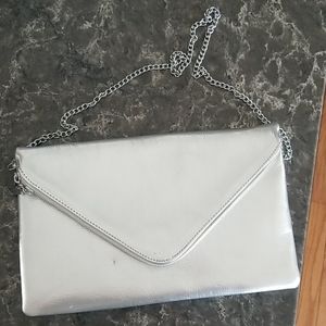Silver clutch bag